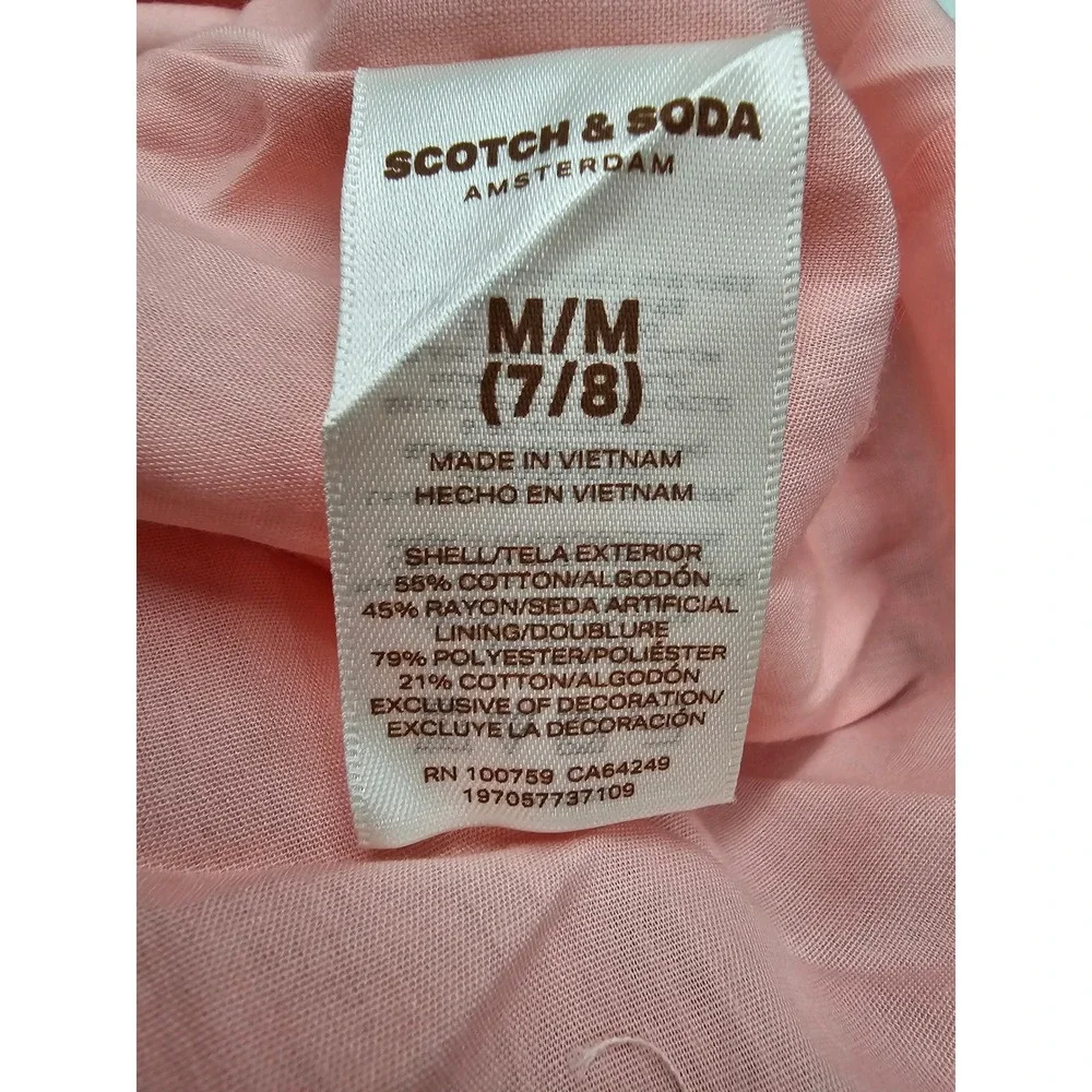 Scotch & Soda Girls Ruffle Collar Dress Pink Cotton‎ Rayon Casual Size 7/8